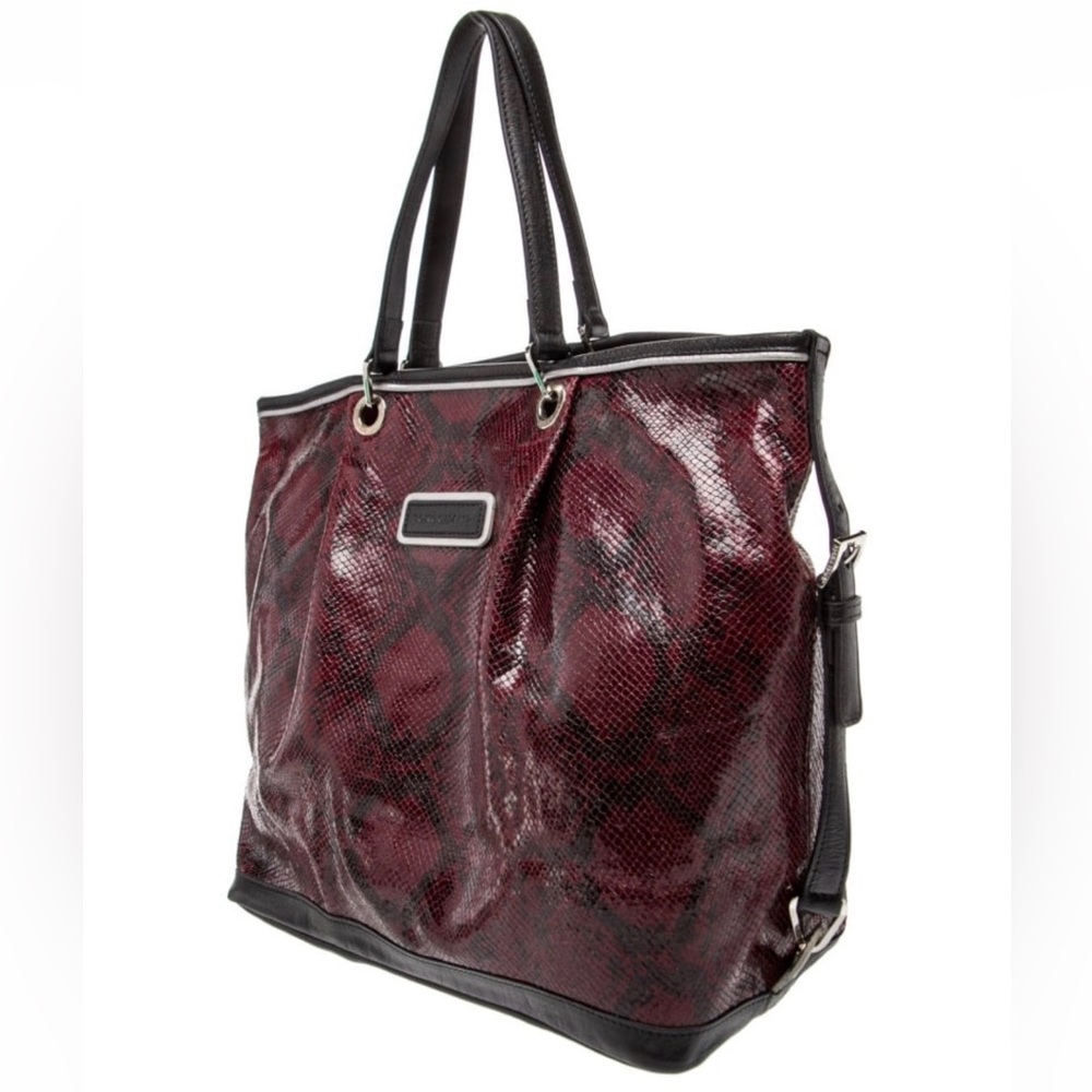 *RARE* AUTHENTIC LONGCHAMP Burgundy Embossed Leather Tote - NEW $400USD/$550CDN - Picture 4 of 16